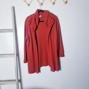 SUSAN GRAVER RED ORANGE CARDIGAN SIZE LARGE